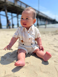 Baby Cream Suspender Shorts