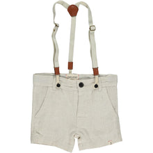 Load image into Gallery viewer, Baby Cream Suspender Shorts
