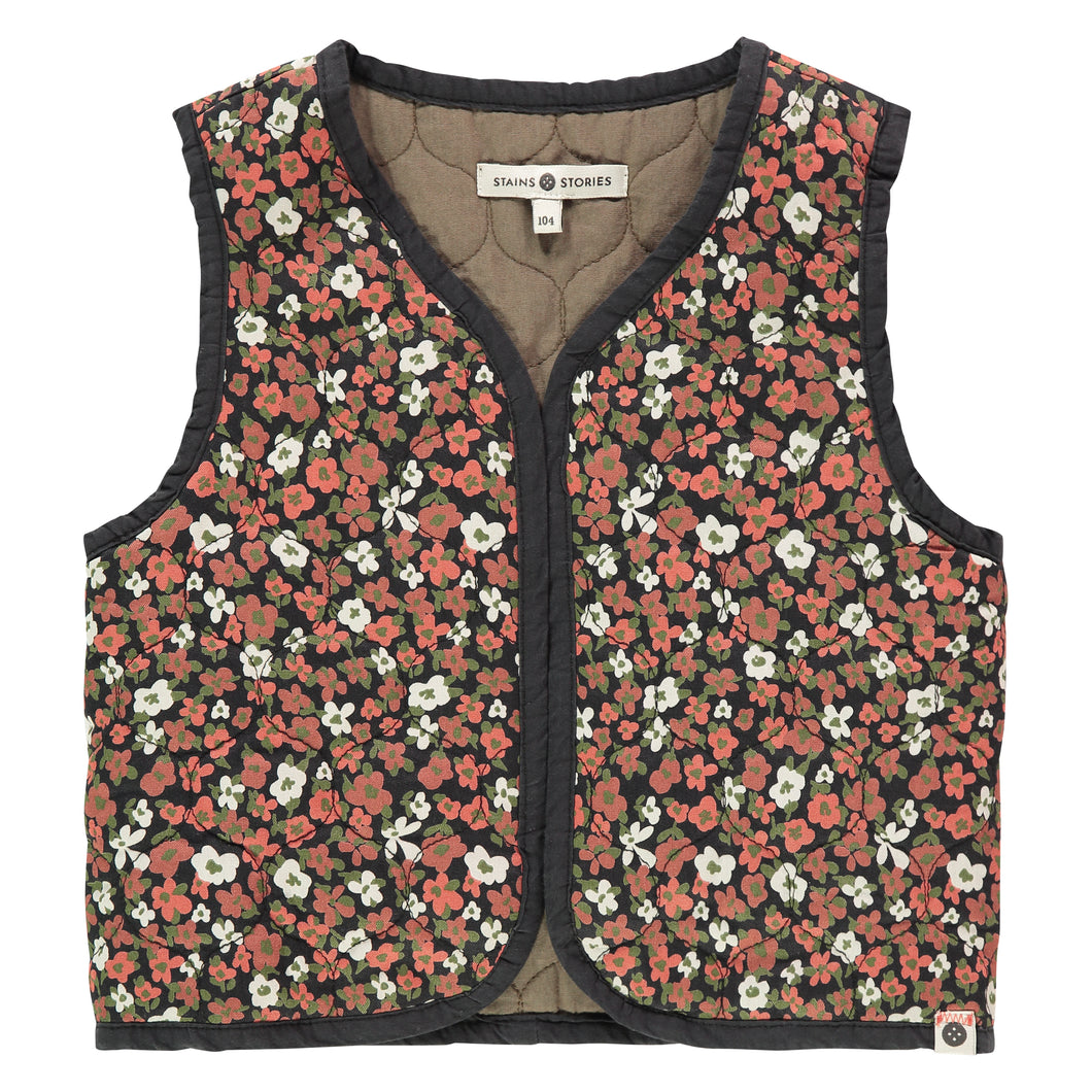 Red Flower Reversible Vest