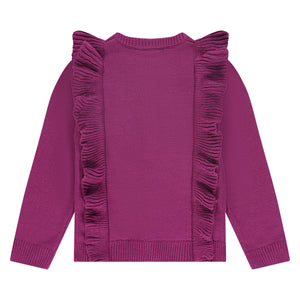 Magenta Ruffle Cardigan