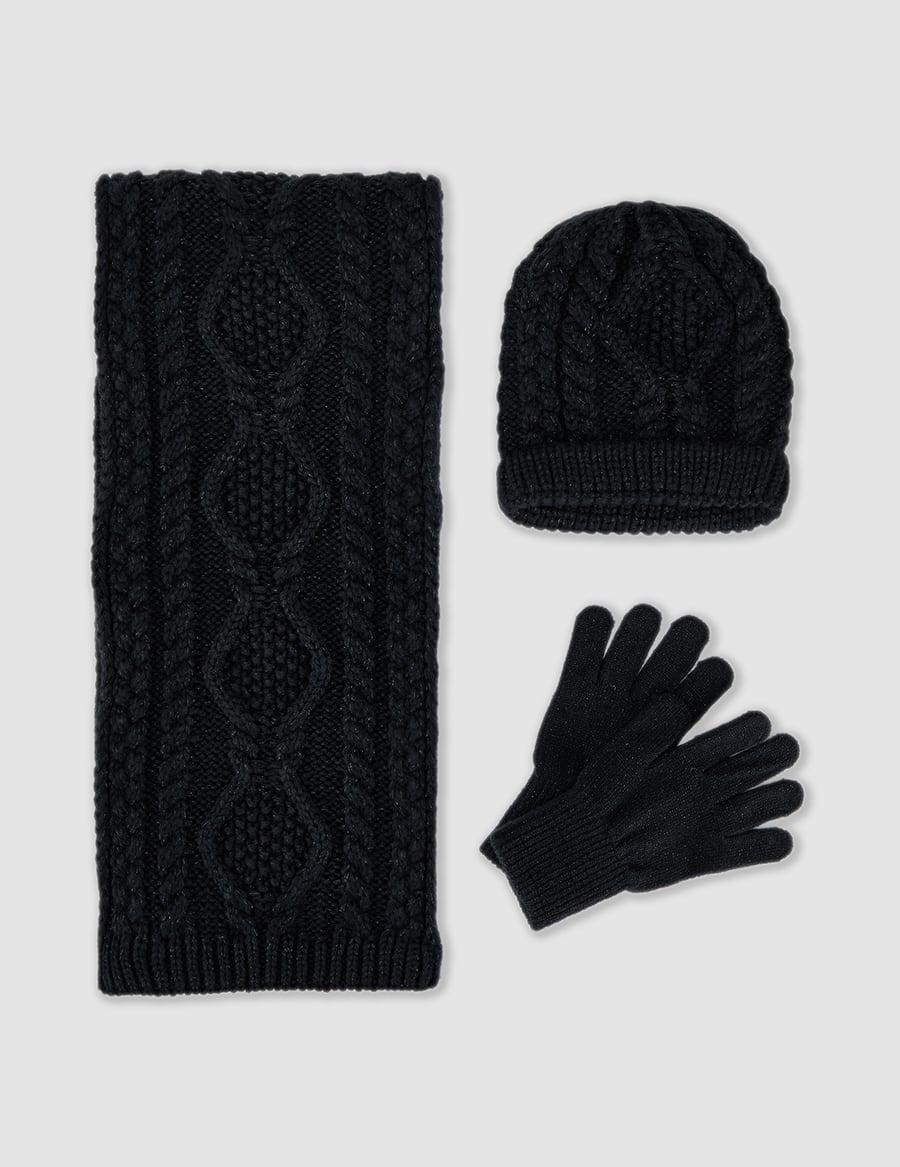 Jacquard Beanie, Scarf & Glove Set